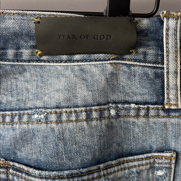 Fear of God x Fourth Collection Selvedge Indigo Distressed Jeans size 30x32 - Picture 11 of 14